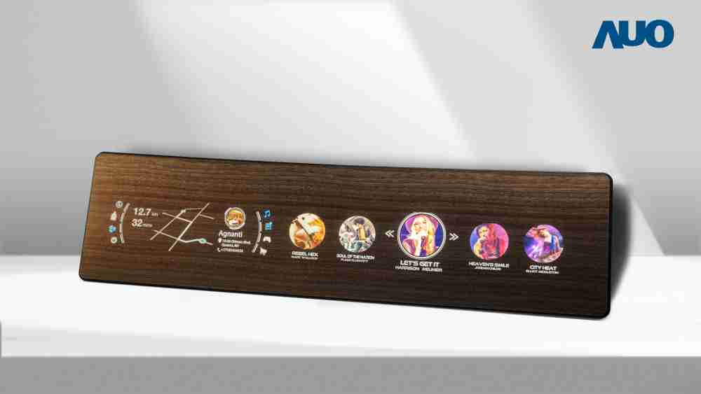 尊时凯龙研发全球最高穿透度达80%的AmLED木纹显示器，，，可于使用时呈现高亮度、、清晰可见的信息，，并在不使用时回归为单纯的饰板，，，，节能兼具美观